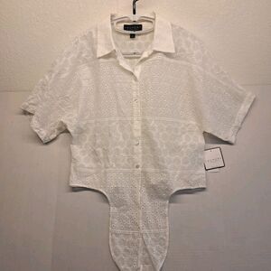 Laundry By Shelli Segal Eyelet Tie-Front Button-up Women's S